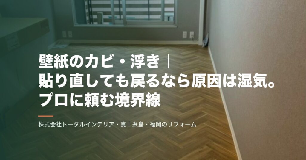 壁紙のカビ・浮き|貼り直しても戻るなら原因は湿気。プロに頼む境界線